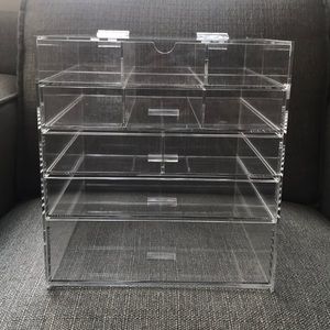 Clear plastic storage tower
